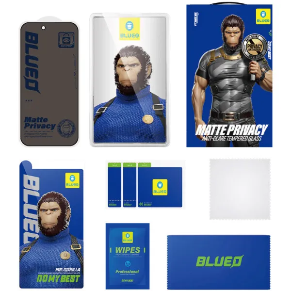 Захисне 2.5D скло Blueo Full Cover Anti-Peep Matte для Apple iPhone 18 Pro (6.3") — Чорний — фото 4