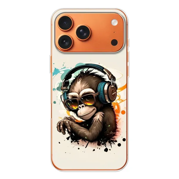 Чохол з принтом «Макака в навушниках» для Apple iPhone 18 Pro Чохол з принтом «Макака в навушниках» для Apple iPhone 18 Pro