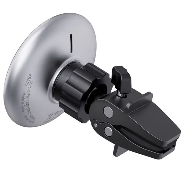 Автотримач з БЗП Acefast D3 magnetic wireless 15W (air outlet) — Срібний — фото 3