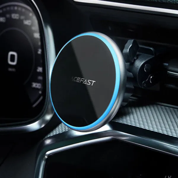 Автотримач з БЗП Acefast D3 magnetic wireless 15W (air outlet) — Срібний — фото 4