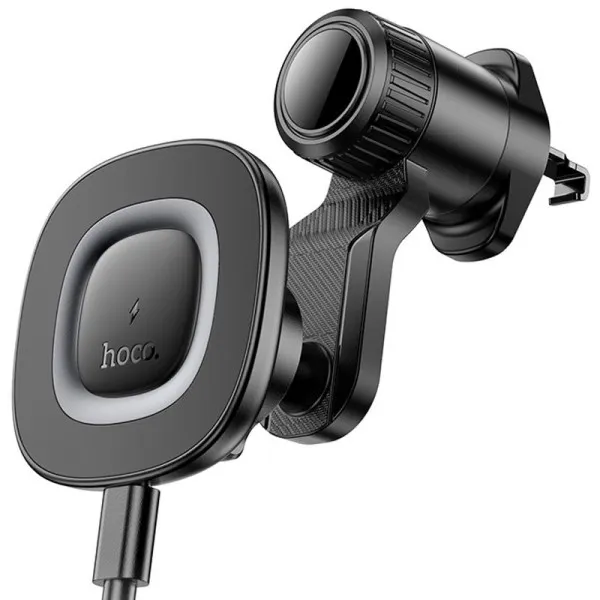 Автотримач з БЗП Hoco HW30 Crown magnetic 15W (air outlet) — Чорний — фото 1