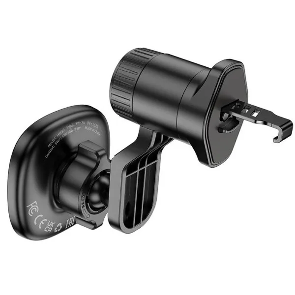 Автотримач з БЗП Hoco HW30 Crown magnetic 15W (air outlet) — Чорний — фото 4