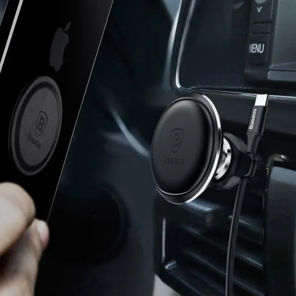 Автотримач Baseus Magnetic OS with cable clip (air outlet) (C40141201113) — Чорний — фото 4