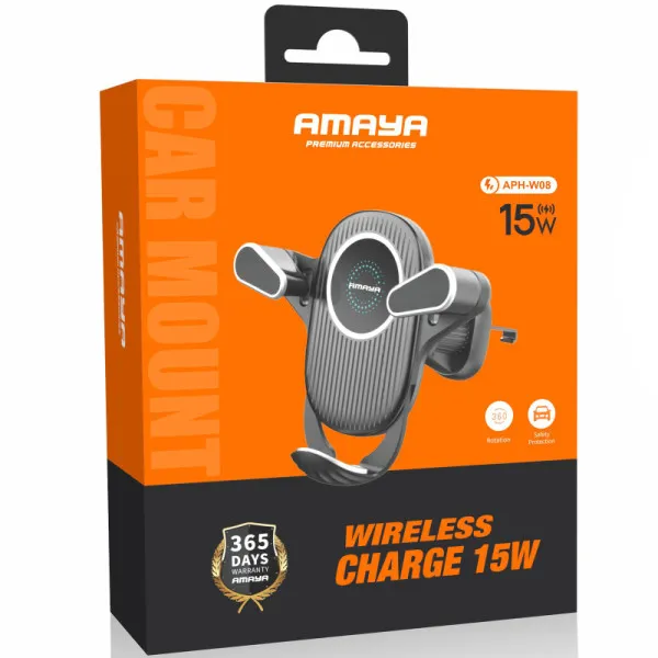 Автотримач з БЗП Amaya APH-W08 15W (air outlet) — Чорний — фото 2 Автотримач з БЗП Amaya APH-W08 15W (air outlet) — Чорний — фото 2