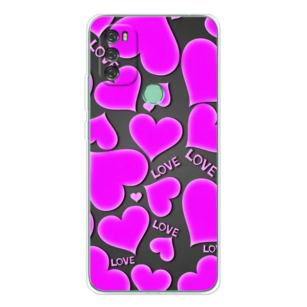 Чехол с принтом «Pink hearts» для Blackview A70 Pro