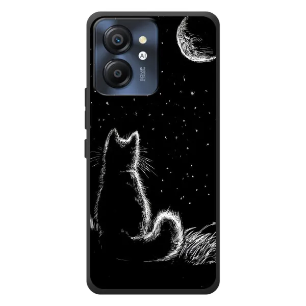 Чохол з принтом «Котик і місяць» для Blackview Color 8 Чохол з принтом «Котик і місяць» для Blackview Color 8