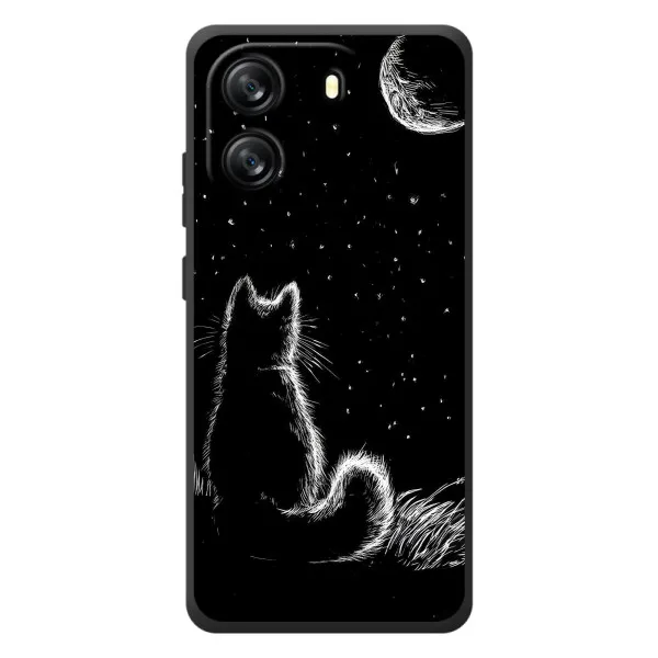 Чехол с принтом «Котик и луна» для Blackview Wave 6C Чехол с принтом «Котик и луна» для Blackview Wave 6C