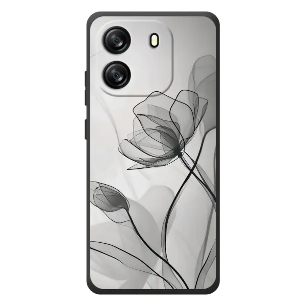 Чехол с принтом «Черные цветы» для Blackview Wave 6C