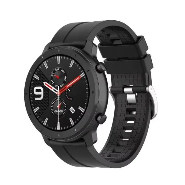 Браслет Silicone New на фитнес-трекер Samsung Galaxy Watch 3 45mm, Amazfit GTR 47mm, Amazfit GTR2 — Черный — фото 2