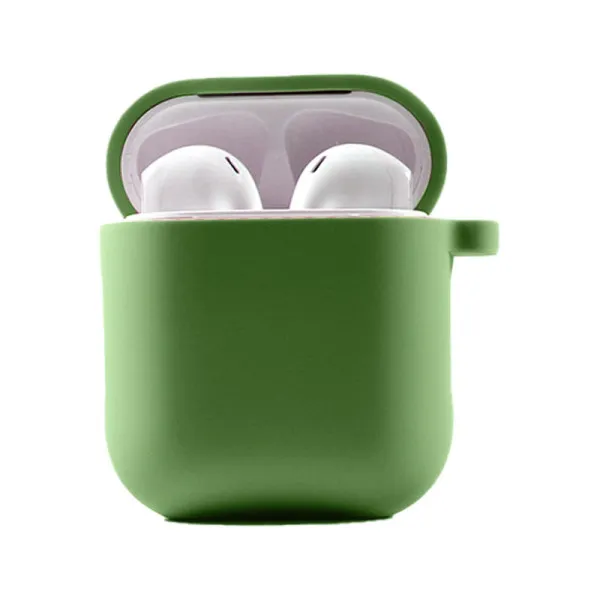 Силиконовый футляр с микрофиброй для наушников Airpods 1/2 — Мятный