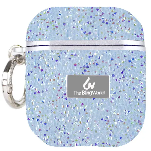 TPU чехол Bling World Rock Diamond для наушников AirPods 1/2 — Голубой