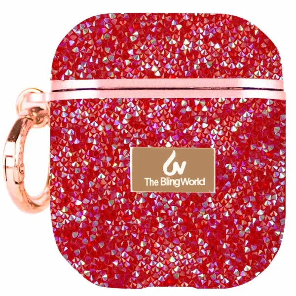 TPU чехол Bling World Rock Diamond для наушников AirPods 1/2 — Красный
