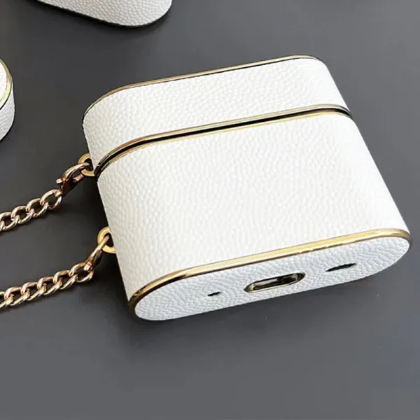 Кожаный футляр Suitcase для наушников AirPods 3 — Белый — фото 3