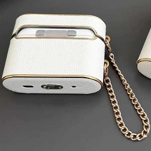 Кожаный футляр Suitcase для наушников AirPods 3 — Белый — фото 4
