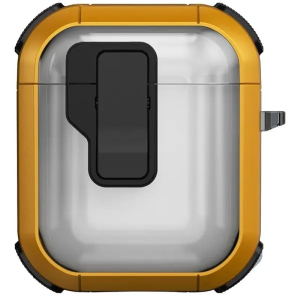 Футляр противоударный Locking Button для наушников Airpods 1/2 — Желтый