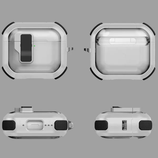 Футляр противоударный Locking Button для наушников Airpods 3 — Белый — фото 3