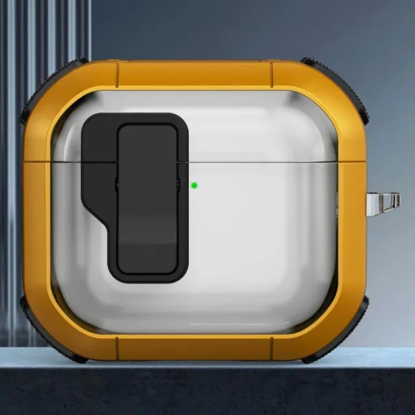 Футляр противоударный Locking Button для наушников Airpods 4 — Желтый — фото 2