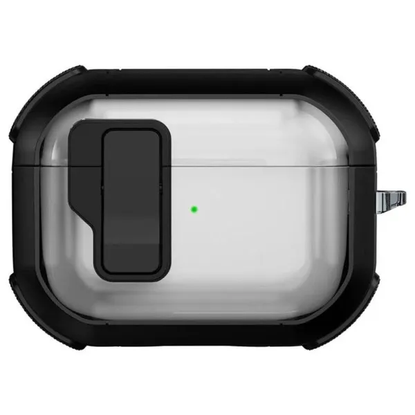Футляр противоударный Locking Button для наушников Airpods Pro — Черный — фото 1