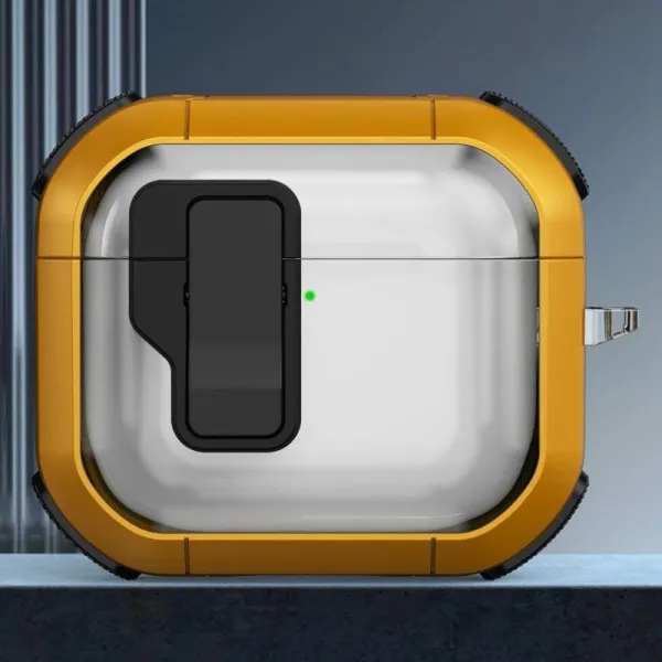 Футляр противоударный Locking Button для наушников Airpods Pro — Желтый — фото 2