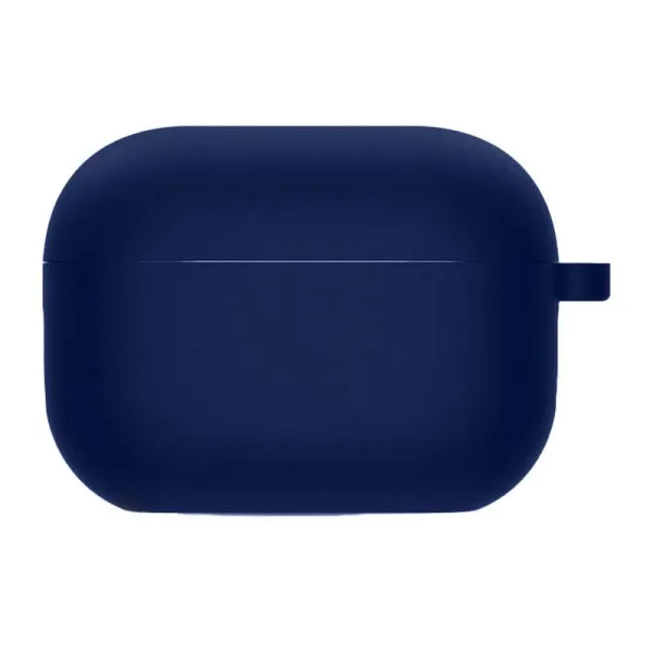 Силиконовый футляр с микрофиброй для наушников Airpods Pro 3 — Темно-синий