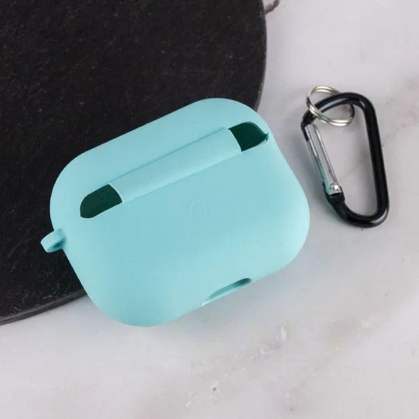 Силиконовый футляр с микрофиброй для наушников Airpods Pro 3 — Бирюзовый — фото 4