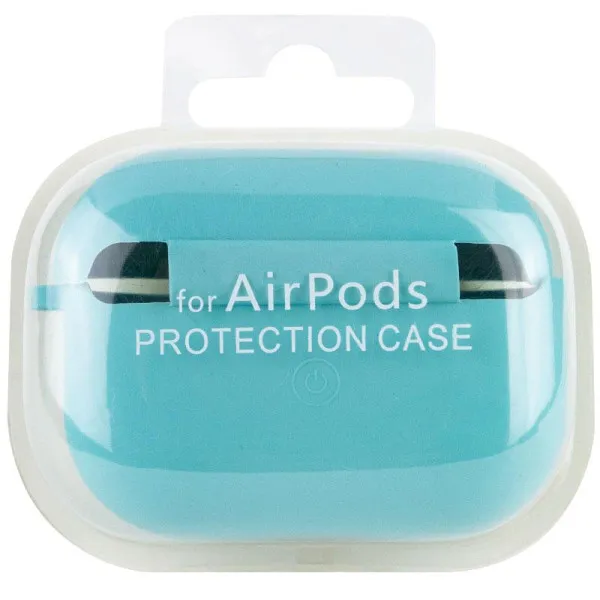 Силиконовый футляр с микрофиброй для наушников Airpods Pro 3 — Бирюзовый — фото 5