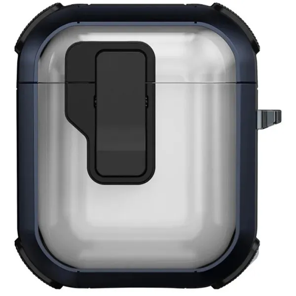 Футляр противоударный Locking Button для наушников Airpods 1/2 — Blue — фото 1