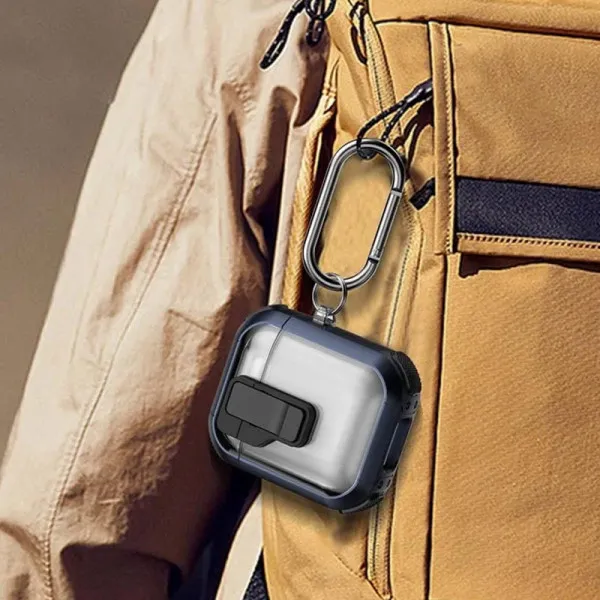 Футляр противоударный Locking Button для наушников Airpods 1/2 — Blue — фото 5