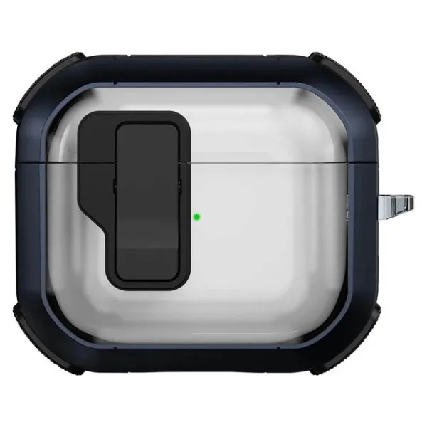 Футляр противоударный Locking Button для наушников Airpods 3 — Blue — фото 1