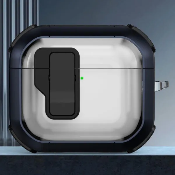 Футляр противоударный Locking Button для наушников Airpods 3 — Blue — фото 2
