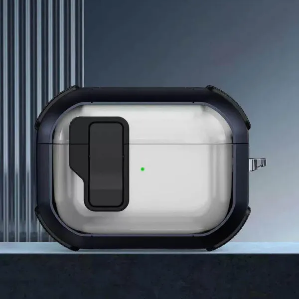 Футляр противоударный Locking Button для наушников Airpods Pro 2 / Pro — Blue — фото 2
