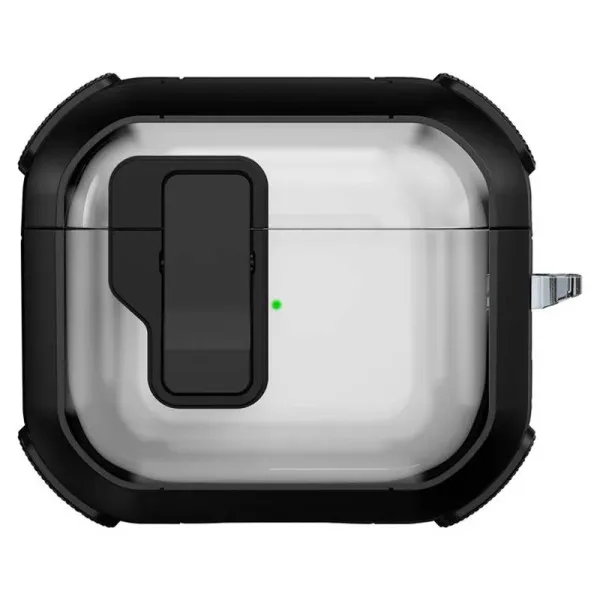 Футляр противоударный Locking Button для наушников Airpods 4 — Черный — фото 1