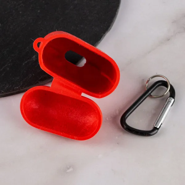 Силиконовый футляр с микрофиброй для наушников Airpods 1/2 — Красный — фото 4