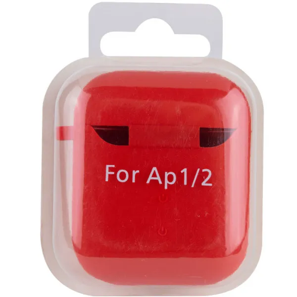 Силиконовый футляр с микрофиброй для наушников Airpods 1/2 — Красный — фото 5