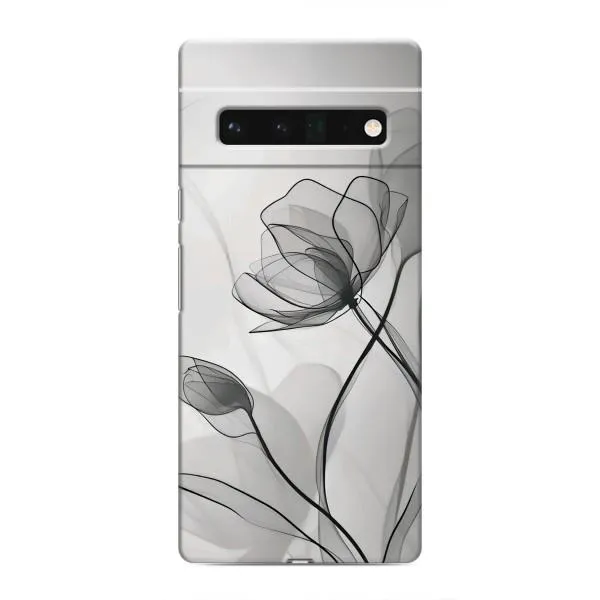 Чехол с принтом «Черные цветы» для Google Pixel 6 Pro Чехол с принтом «Черные цветы» для Google Pixel 6 Pro