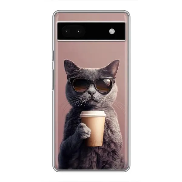 Чохол з принтом «Кіт з кавою» для Google Pixel 6a Чохол з принтом «Кіт з кавою» для Google Pixel 6a