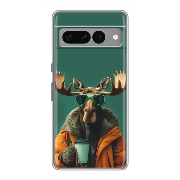 Чехол с принтом «Лось с кофе» для Google Pixel 7 Pro