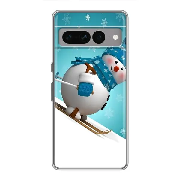 Чехол с принтом «Снеговик на лыжах» для Google Pixel 7 Pro