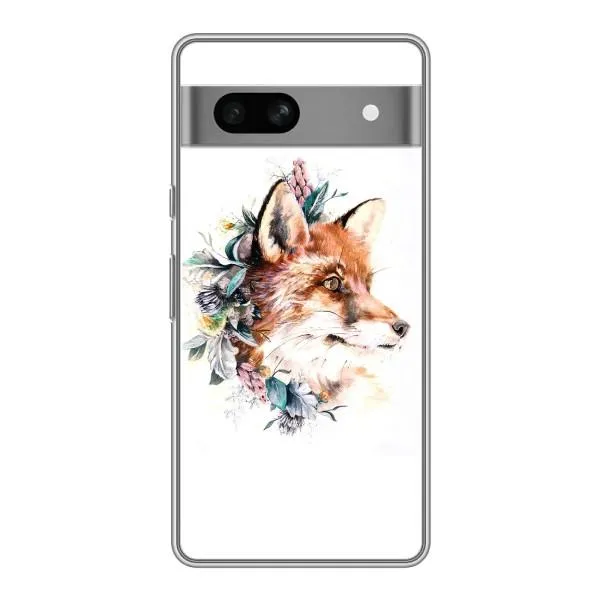 Чехол с принтом «Лисичка в цветочках» для Google Pixel 7A