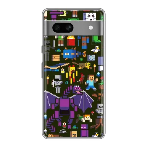 Чехол с принтом «Коллаж Майнкрафт» для Google Pixel 7A