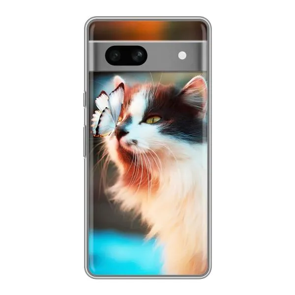 Чехол с принтом «Котик с бабочкой» для Google Pixel 7A