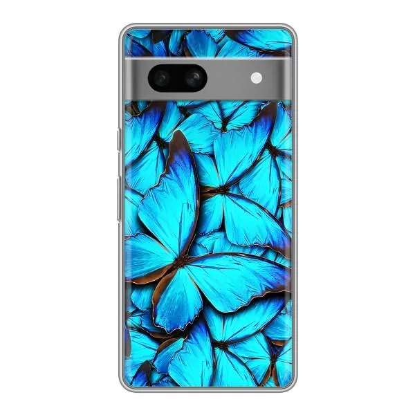 Чехол с принтом «Синие бабочки» для Google Pixel 7A