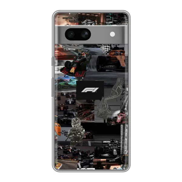 Чохол з принтом «Гоночний колаж Ф1» для Google Pixel 7A