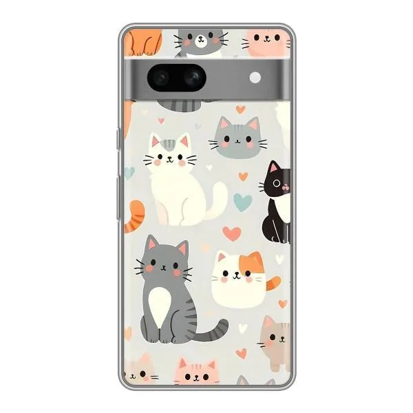 Чехол с принтом «Коллаж котов» для Google Pixel 7A Чехол с принтом «Коллаж котов» для Google Pixel 7A