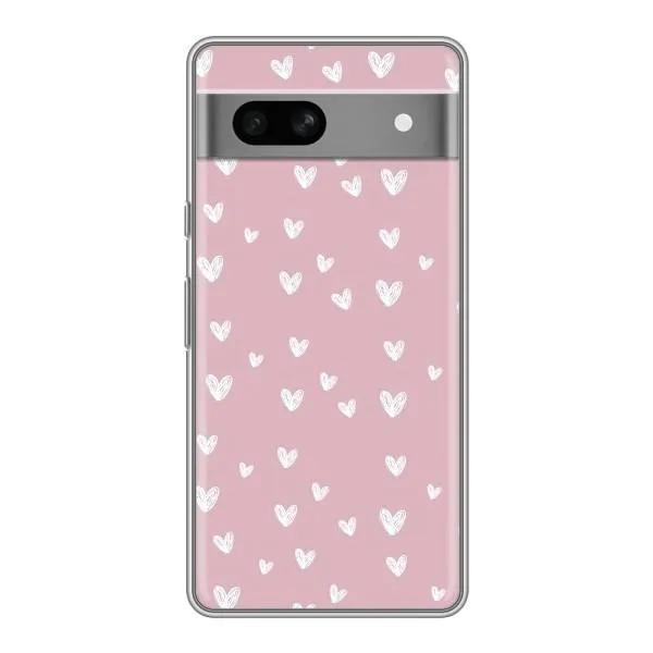 Чехол с принтом «Сердечки на розовом» для Google Pixel 7A