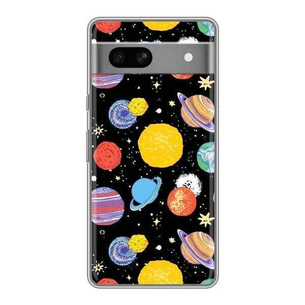 Чехол с принтом «Рисованные планеты» для Google Pixel 7A