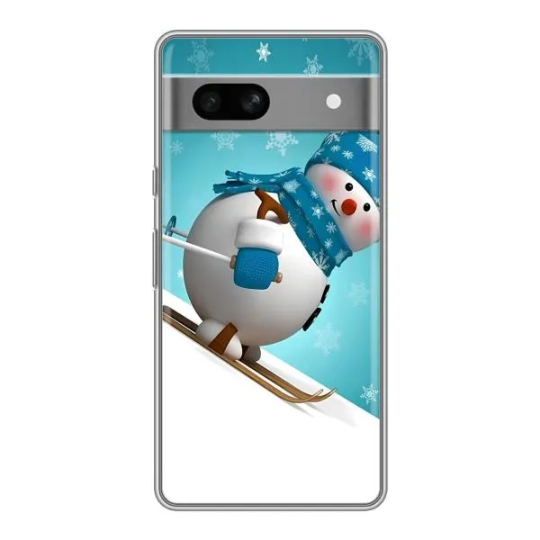 Чехол с принтом «Снеговик на лыжах» для Google Pixel 7A