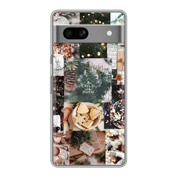 Чехол с принтом «Рождественский коллаж» для Google Pixel 7A