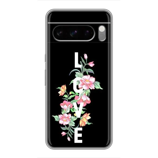 Чехол с принтом «Цветы LOVE» для Google Pixel 8 Pro