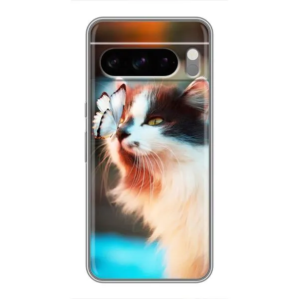 Чехол с принтом «Котик с бабочкой» для Google Pixel 8 Pro